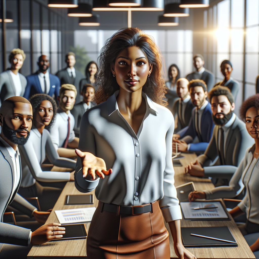 Leader addressing diverse engineering team on language diversity